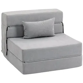 Homcom Schlafsessel 3 Polyester 80 x 15 x 210 cm Hellgrau mit Kissen