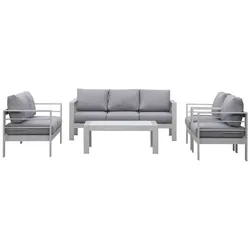 MeXo Gartenmöbelset »9519«, 5-teilig, Textil/Aluminium - silberfarben
