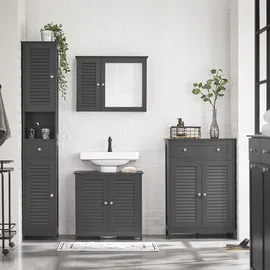 SoBuy Waschbeckenunterschrank mit 2 Türen Dunkelgrau 60x35x58cm Modern