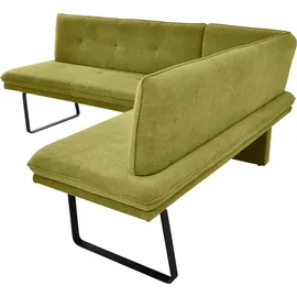 K+W Komfort & Wohnen Eckbank K+W KOMFORT & WOHNEN, grün (olive), B:207cm H:87cm T:157cm, Sitzbänke, Eckbank, Polstereckbank in Spitzkissenoptik, Sitz und Rücken gesteppt