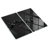 Tulup Schneidebrett Abdeckung Spritzschutz Schwarz Herdabdeckplatte Kochplattenabdeckung, (2-St., 4 Größenvarianten), Arbeitsplatte Herdschutz - 3D Abstraktion 30 cm x 52 cm