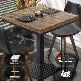GGM Möbel Bistro Massiv Tisch 70 x 70 x 81 cm Walnuß/Schwarz