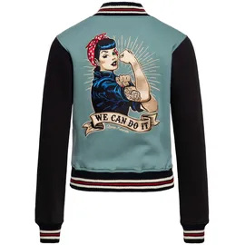 Queen Kerosin Sweatjacke We Can Do It grün XS