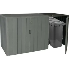 Mendler WPC Mülltonnenbox J28-XL-1-2er grau