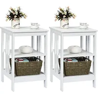 Costway Nachttisch, Weiß, Holz, 40x61x40 cm, Schlafzimmer, Nachttische