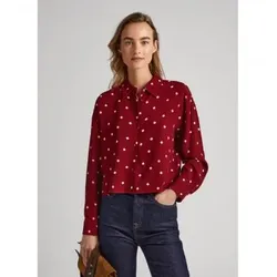 Pepe Jeans für Damen. PL304611 Gabesa kastanienbraunes Hemd (S), Lässig, Viskose, Langarm, Nachhaltig