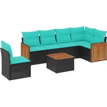 vidaXL Gartensofa-Set mit Kissen, schwarzes Polyrattan