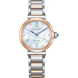 CITIZEN Damen Analog Quarz Uhr mit Edelstahl Armband Europameisterschaft 1074-82D