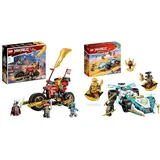 LEGO 71783 NINJAGO Kais Mech-Bike EVO, Aufrüstbares Ninja-Motorrad Spielzeug mit 2 Minifiguren & 71791 NINJAGO Zanes Drachenpower-Spinjitzu-Rennwagen