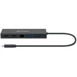 Manhattan USB-C auf Dual-HDMI Multiport-Adapter - Schwarz