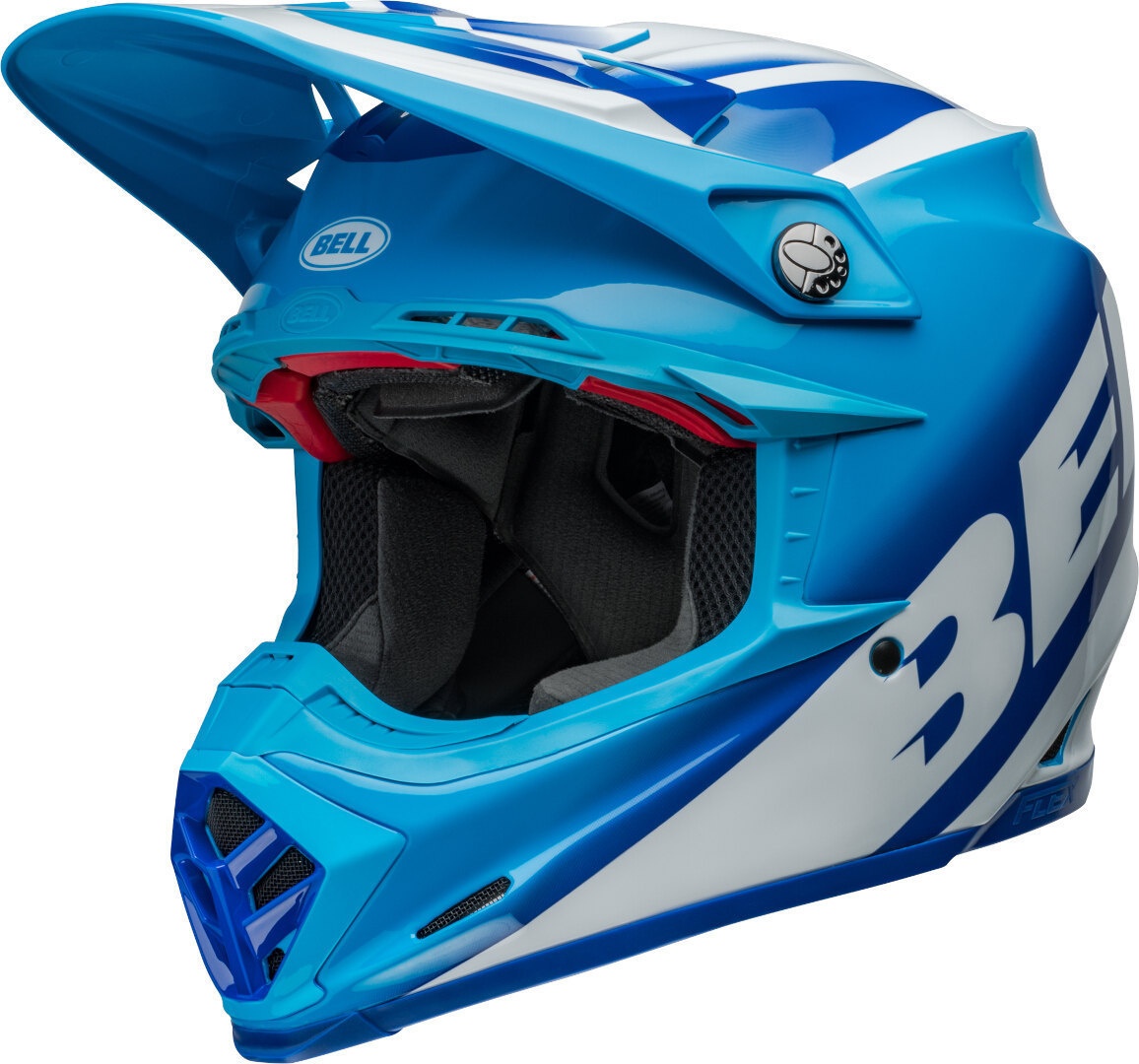 Bell Moto-9S Flex Rail Motorcross Helm, wit-turquoise-blauw, M