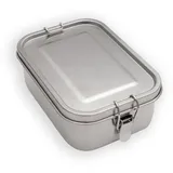 Intirilife Lunchbox Bentobox Aufbewahrungsbox aus Edelstahl in Silber mit 550 ml Füllmenge Auslaufsicher - 17 x 12 x 6 cm - Brot Dose Box Behälter