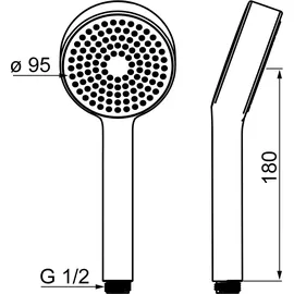 Hansa Handbrause HANSABASICJET 18l/min., Kopf d 95mm, 1-strahlig, chrom