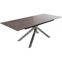 DeLife Esstisch Edge 180/220x90cm Glas Antique-braun Kreuzgestell Rechteck Edelstahl