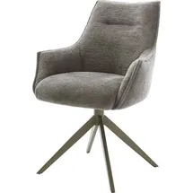 DeLife Alja-Flex mit Armlehnen Kreuzgestell breit Effektfinish Titan Bouclé Soft Schlamm 360° drehbar Wippfunktion Taschenfederkern,