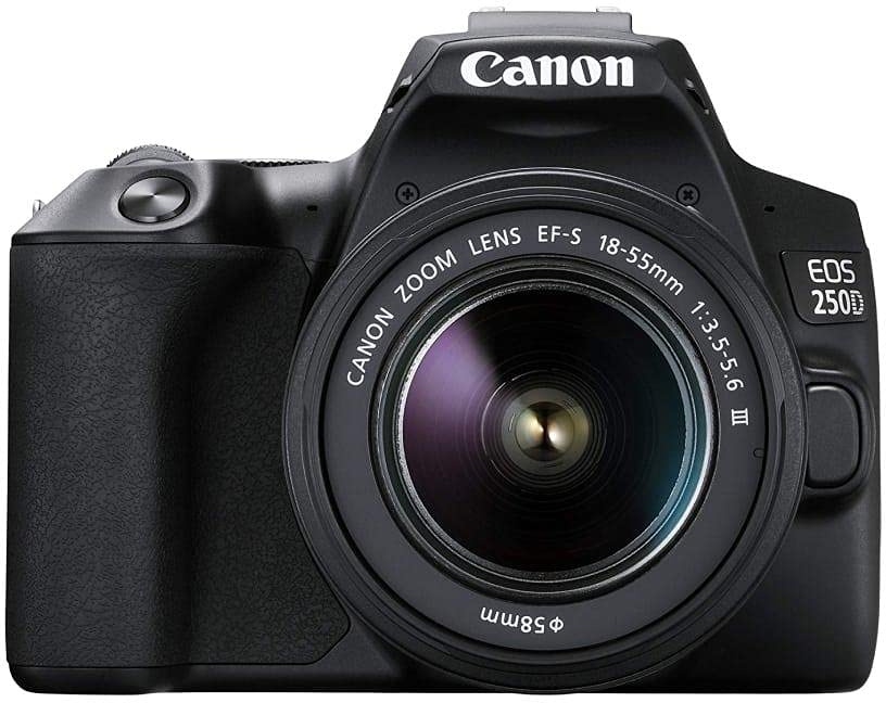 Canon EOS 250D Digitalkamera - mit Objektiv EF-S 18-55mm F4-5.6 IS STM (24, 1 Megapixel, 7, 7 cm (3 Zoll) Vari-Angle Display, APS-C-Sensor, 4K, Full-HD, DIGIC 8, WLAN, Bluetooth), schwarz