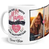 Tassenliebling® Tasse Mama mit Fotos und Sprüchen und Namen personalisiert - Für die beste Mama - Fototasse mit eigenen Bildern selbst gestalten - Muttertagsgeschenk