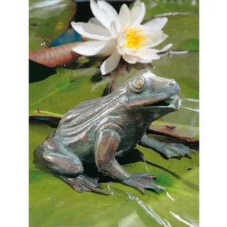 Teichfigur Wasserspeier Frosch Bronze HxBxT 11 x 16 x 13 cm