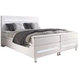 luxusbetten24 Boxspringbett Sejour, mit LED-Beleuchtung weiß 180 cm x 200 cm