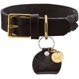 Hunter SANSIBAR SOLID Hundehalsband, Leder, strapazierfähig, griffig, geflochten, 50 (S-M), schwarz