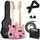 3rd Avenue E-Gitarrenset für Kinder in 1/4-Größe, Junior-Gitarre für Anfänger – mit tragbarem Verstärker mit 5 W, Kabel, Tasche, Plektren und Gurt – in Rosa