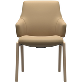 Polsterstuhl STRESSLESS "Laurel", beige (sand paloma, eiche gekalkt), B:58cm H:92cm T:59cm, Leder PALOMA: PALOMA ist ein durchgefärbtes Semianilin-Möbelleder mit natürlicher Narbung., Stühle, Polsterstuhl, Low Back mit Armlehne, Größe L, abgerundete Beine in Eiche gekalkt