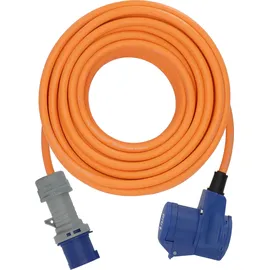 Brennenstuhl Camping CEE-Verlängerungskabel mit CEE-Stecker und Winkelkupplung inkl. Schutzkontakt-Kombisteckdose mit LED Spannungsanzeige (25m, orange