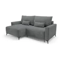 Deine Möbel 24 Wohnlandschaft LOCA L 239 cm breit Ecksofa Sofa Wohnzimmer L-Couch Cord Samt, Beige Creme Grau Hellgrau Anthrazit Schwarz 2 Teile, mit Schlaffunktion Bettfunktion grau