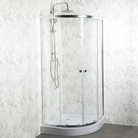 KERRA Leo Runddusche mit Schiebetür 90 x 198 cm transparent/weiß 4mm ESG Sicherheitsglas