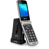 SPC Prince 4G – Senioren-Handy mit Klappe, großen, leicht zu bedienenden Tasten, SOS-Taste, Fernkonfiguration, Ladestation, USB-C und 2 Direktspeichern - Schwarz