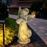 Syfunlv Solar Engel Garten Figuren,Little Engel Statue,Fairy Skulptur Deko,Schutzengel Figur mit LED Solar Laterne,Solar Deko für Außen,Wetterfest Grabschmuck,für Friedhof,Hof,Terrasse (Stil 3)