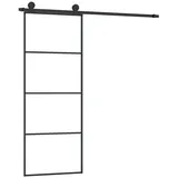 vidaXL Schiebetür mit Beschlag 76x205 cm ESG-Glas & Aluminium - Schwarz