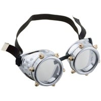 Funny Fashion Kostüm Steampunk Brille Schutzbrille Schrauben mit Gummi, Silber