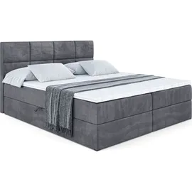 altdecor BOXBETT mit Matratze und Lattenrost, - ARDENI - 160x200 cm - H4 - Dunkelgrau