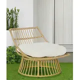 Garten-Sessel mit Polsterkissen aus Rattan, ca. 87 x 70 x 46/87 cm - Braun