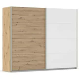 Rauch Schwebetürenschrank QUADRA 226 x 210 x 62 cm Alpinweiß/Braun