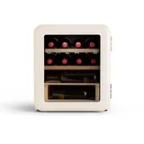 CREATE/WINECOOLER RETRO M/Elektrischer Weinkühler für 12 Flaschen, Cremeweiß/Retro-Vintage-Design, 48L, 0,75cl Flaschen