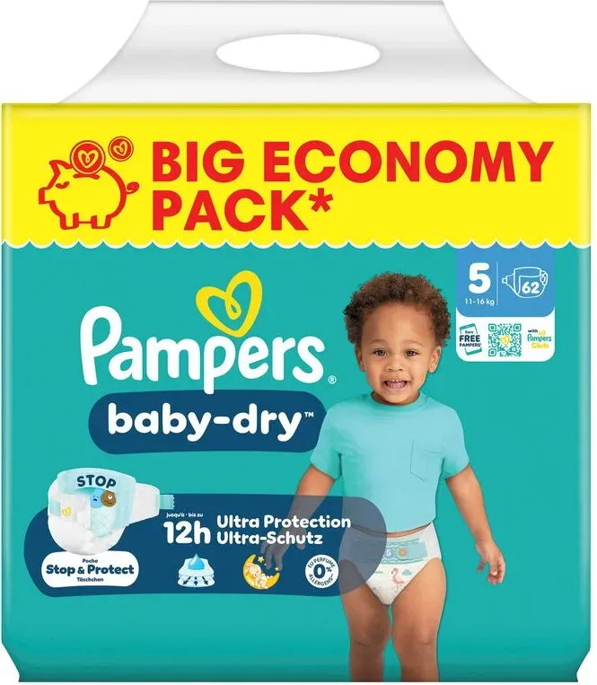 Pampers Baby-Dry Windeln Größe 5 Junior 11-16 kg große Sparpackung