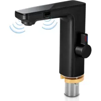 Gugxiom Touchless Bathroom Faucet, Automatischer Wasserhahn mit Sensor, Digitalanzeige, Warmes Kaltwasser Mischbatterie, Keramikventilkern, Tap for Bathrooms Kitchens Toilets (Grau)