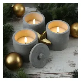 MARELIDA LED Kerzen im Topf 10 cm grau 3 St.