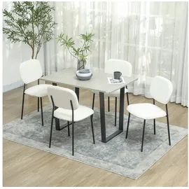 Homcom Esszimmerstühle 4er Set, Küchenstuhl mit Rückenlehne, Polsterstuhl mit Samtoptik und Stahlbeine, Moderner Wohnzimmerstuhl für Esszimmer, Küche,