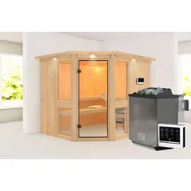 Karibu Amelia 3 inkl. 9 kW Ofen + Steuergerät Easy Bio + Dachkranz