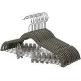 Hosenbügel, Grau, 10er-set, Samt, 42,5 Cm Lang, Mit Verstellmöglichkeit