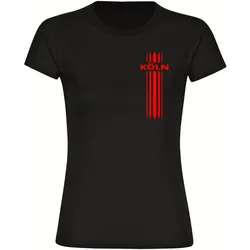 multifanshop Damen T-Shirt - Köln - Streifen - Druck rot - Frauen