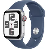 Apple Watch SE 2024 GPS + Cellular 40 mm Aluminiumgehäuse silber, Sportarmband denim S/M