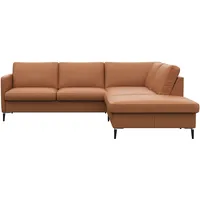 FLEXLUX Ecksofa »Fiore, L-Form«, schmale Armlehnen, Füße Alu/schwarz, B/T 234/225cm, Kaltschaum im Sitz braun