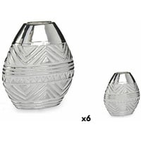 Gift Decor Dekovase Vase Breite Silberfarben aus Keramik 8 x 19,5 x 17,5 cm 6 Stück silberfarben