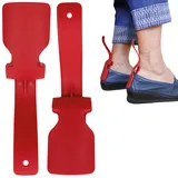 biped 2 Paar Schuhlöffel klein - Schuhanzieher zum Einklemmen – Clip Schuhanziehhilfe für Senioren, Kinder & Erwachsene – Flexibler Mini Schuhlöffel schont Schuhe und Socken z2928(red)
