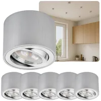 Sweet Led LED Aufbauspot 6er Set rund Aluminium gebürstet Silber