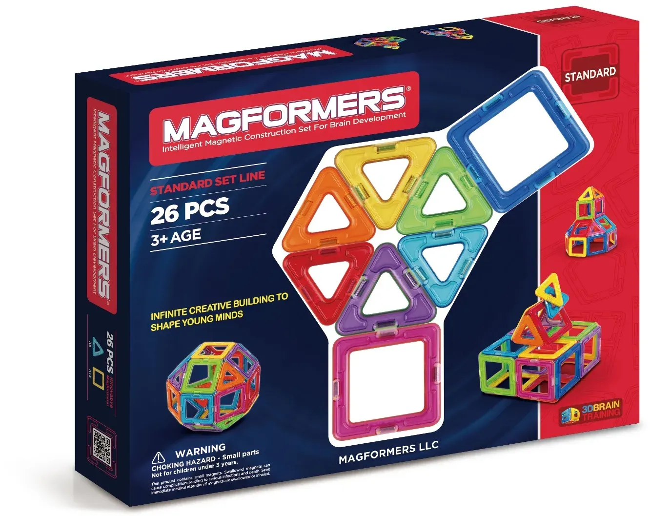 Magformers Drei- und Vierecke Magnetbausatz 26-teilig Konstruktionsspielzeug bunt ABS-Kunststoff - Fördert Motorik & Kreativität
